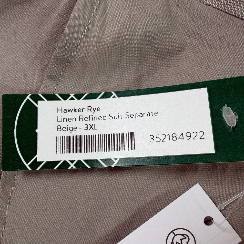 Hawker Rye Mens Linen Blend Blazer Beige Big Tall 3XL Casual Sport Coat‎